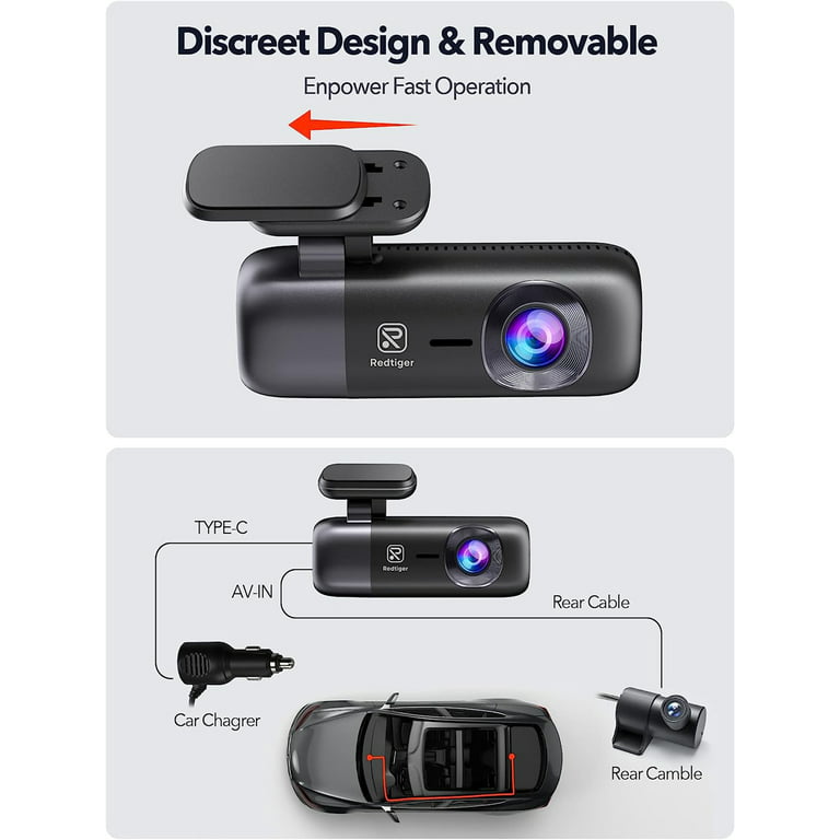 REDTIGER 4K Dash Cam Front and Rear,Built-in WiFi GPS Dual Dash