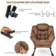 thumbnail image 6 of Kepooman Modern Fabric Large Lazy Chair, Accent Oversized Comfy Reading Chair, Thick Padded Cozy Lounge Chair with Armrest, Steel Frame Leisure Sofa Chair for Living Room, Bedroom, Dorm, Brown, 6 of 7