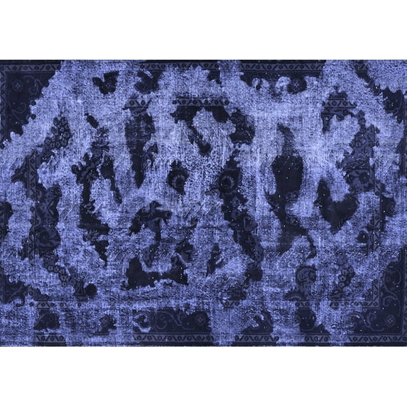 Ahgly Company Machine Washable Indoor Rectangle Persian Blue Bohemian Area Rugs, 5' x 7'