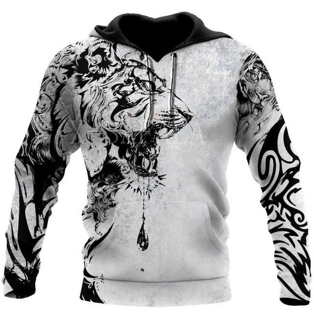 Hoodies for men cool animal-print street (E, L)
