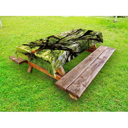 

Nature Outdoor Tablecloth The Largest Monkey Pod Tree in Thailand Eastern Green Big Branches Growth Eco Photo Decorative Washable Fabric Picnic Tablecloth 58 X 104 Inches Green Brown by Ambesonne