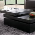 Uenjoy Black Square Coffee Table Rotating Contemporary Modern Living ...
