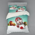 thumbnail image 2 of Ambesonne Christmas Bedding Set 3 Pcs, Snowman and Boxes, Twin, Multicolor, 2 of 3