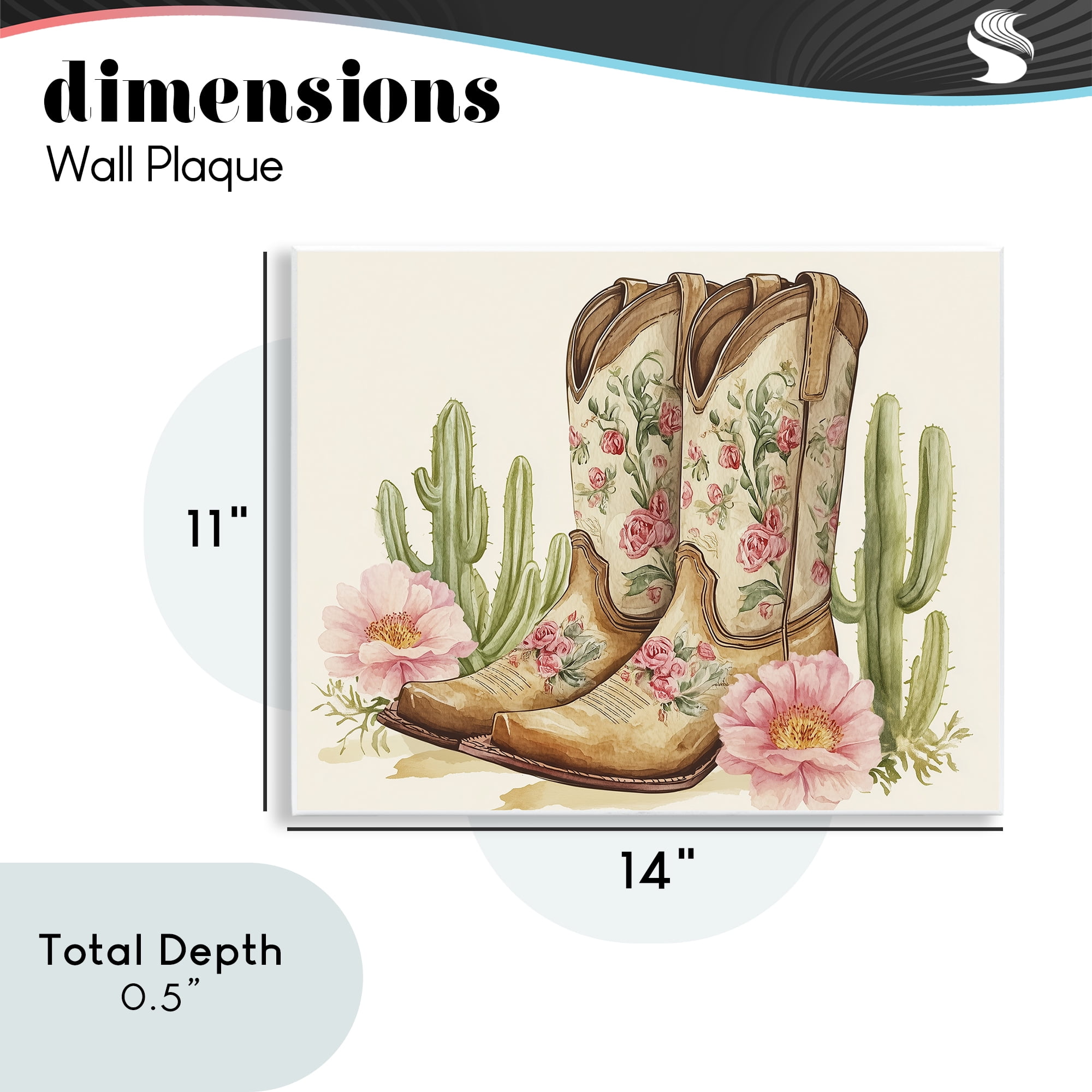 Stupell Industries Floral Boots & Cactuses Wall Plaque Art, design by Heidi Kuntz