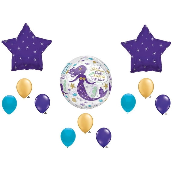 Mermaid Kisses Starfish Wishes Birthday Party Balloons Decoration Supplies Ocean