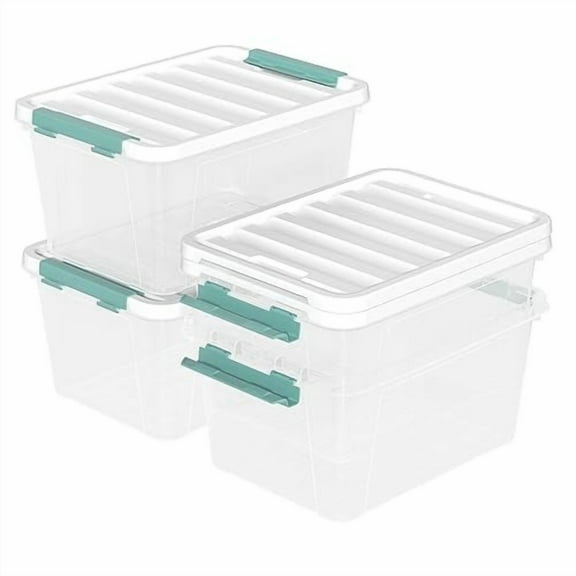 20 Quart Plastic Latching Storage Boxes, Clear Storage Box Bins with lids Set of 4