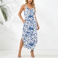 thumbnail image 4 of DHFJKG Summer Boho Dresses For Women Sleeveless Beach Vacation Clothes Spaghetti Strap Scoop Neck Curved Hem Long Dress Floral Versatile Dresses, 4 of 5