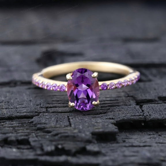 CHIRAGEMSJEWEL 8X6 MM /1.5Ct Oval Moss Agate Engagement Ring - Diamond Cluster Ring Proposal Gift For Girlfriend