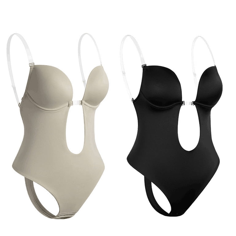 control underwear for backless dress Fantasook Womens Backless Bodysuit Thong Shapewear Invisible Seamless Body Shaper U Plunge Tummy Control Underwear for Dress, Women's, Size: 2XL,