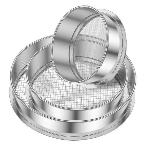 3Pcs Soil Sieve Stainless Steel Garden Sieve Stackable Soil Sifter Set Reusable Garden Soil Sifters Practical Garden Sifter Set Portable Compost Sifter Compact Rock Sifter for Gardening
