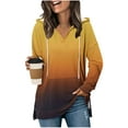 thumbnail image 3 of jobturf Womens Hoodies Drawstring V&nbsp;Neck T Shirts Fall Winter Fashion Long Sleeve Tops Casual Loose Side Slit Hooded Sweatshirt with Pocket, 3 of 9