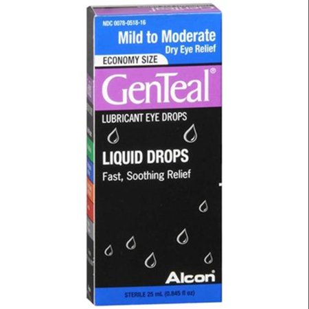 GenTeal Lubricant Eye Drops Moderate Dry Eye Relief (with GenAqua) 25 mL (Pack of 6)