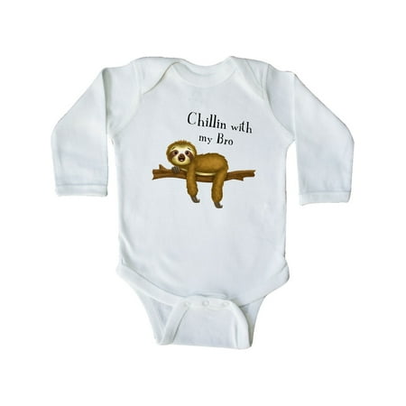 

Inktastic Sticker Chillin with Bro Gift Baby Boy Long Sleeve Bodysuit