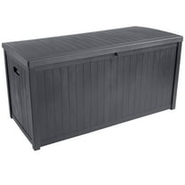 Storage Box - 113-Gallon Container for Patio Storage - Durable and Fade-Resistant Resin Deck Box - Outdoor Furniture by Pure Garden (Gray)