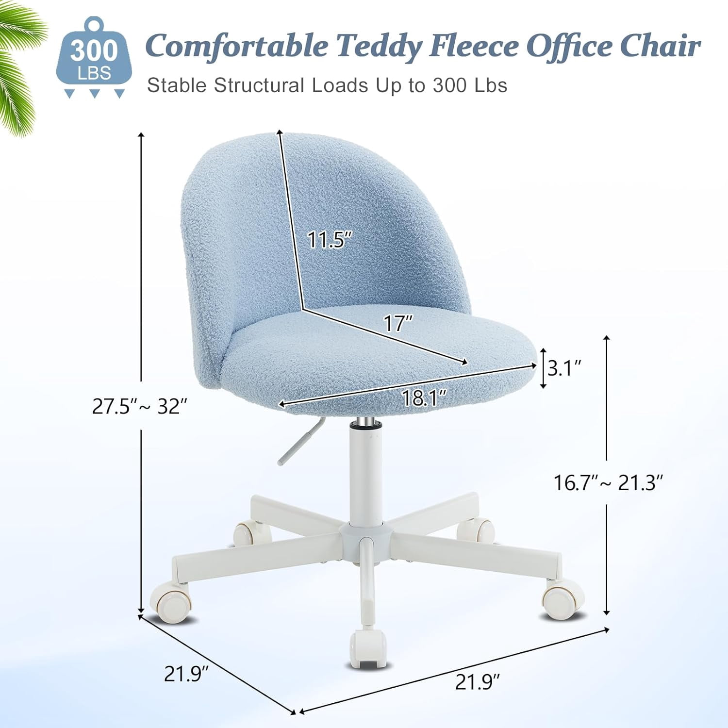 Matladin Modern Vanity Chair with Back, Silent Wheels, Velvet Desk Chair for Girls, Small Office Chair, Stylish and Comfortable