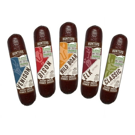 , Taste of The Wild Summer Sausages, Hickory Smoked, 5 Wild Game Flavors - Variety Gift Pack