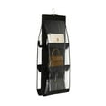 thumbnail image 1 of Hanging Handbag Organizer Non-woven Storage Holder PVC Purse Closet 6 Pocket Black, 1 of 6