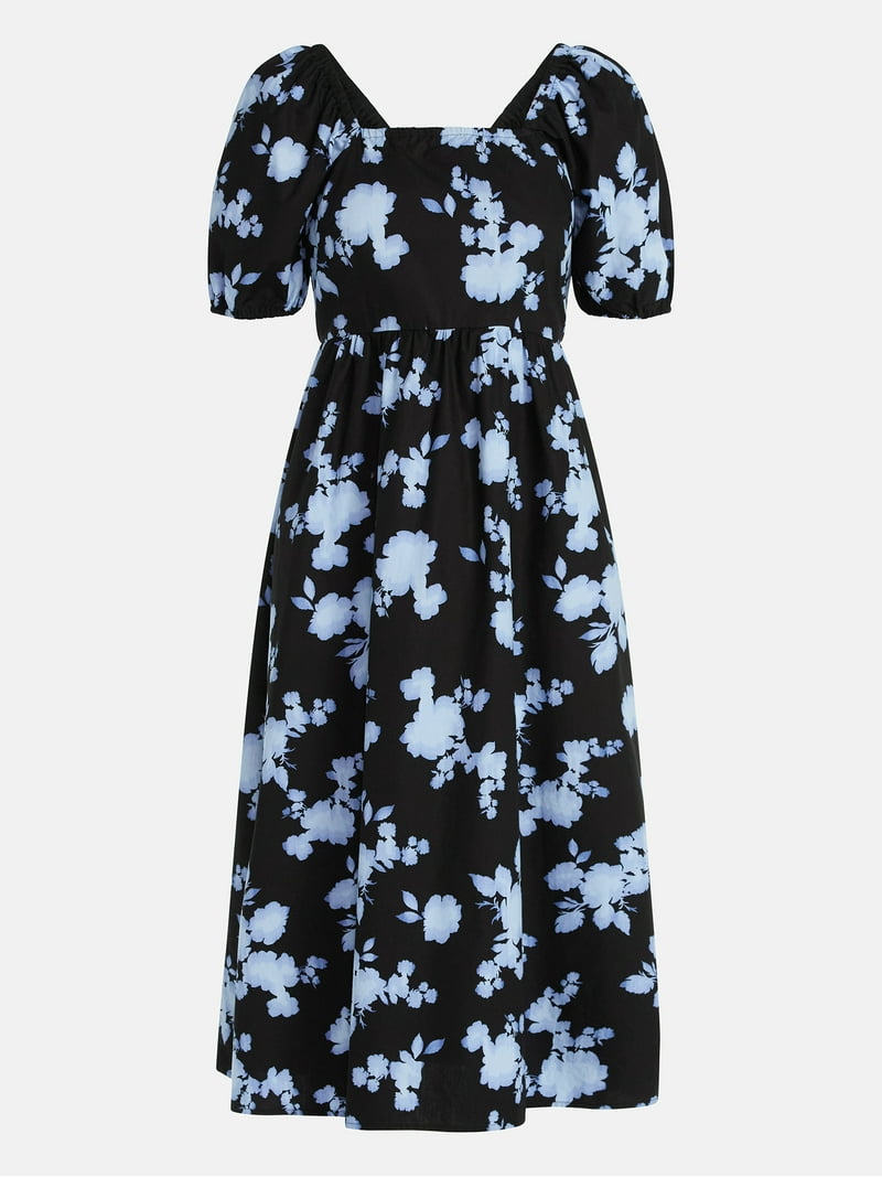 astr the label off the shoulder midi dress ASTR the Label | Lidia Mixed Media Maxi Dress in Black