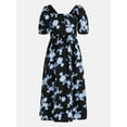 thumbnail image 2 of Time and Tru Women's and Women's Plus Cotton Back Tie Midi Dress with Short Puff Sleeves, Sizes XS-4X, 2 of 4