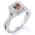 thumbnail image 1 of JeenMata Anillo de Compromiso Elegante de Oro Blanco de 18 K sobre Plata con Morganita Creada en Corte Cuadrado de 1 Quilate, Banda Retorcida, Pavé y Doble Halo, 1 of 6