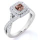 thumbnail image 1 of JeenMata Anillo de Compromiso Elegante de Oro Blanco de 18 K sobre Plata con Morganita Creada en Corte Cuadrado de 1 Quilate, Banda Retorcida, Pavé y Doble Halo, 1 of 6