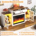 thumbnail image 6 of ChVans Fireplace TV Stand w/ LED Lights & 26'' Electric Fireplace For 65" TVs Wall-Mounted, 60" Farmhouse TV Stand w/ Fireplace Mantel, Glass Storage Shelves, 6 of 10