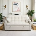 thumbnail image 2 of Sofa Bed, Sleeper Sofa, Convertible Couch&nbsp;3-in-1 with Adjustable Backrest (105°/138°/180°), Velvet Pull Out Couch with Storage Pockets, Supports 600 lbs, Cream, 2 of 7