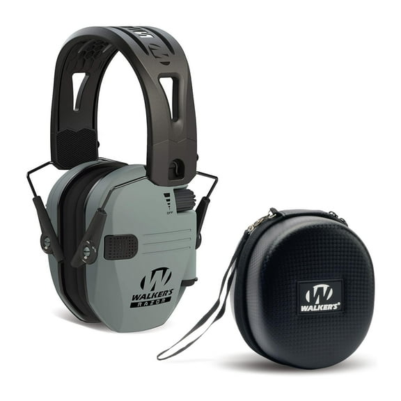 Walkers Razor Tacti-Grip with Rubber Headband (Battleship Gray) with Protective Case
