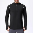 thumbnail image 4 of OGLCCG Men's UPF 50+ Sun Shirts 1/4 Zip Zip Long Sleeve UPF 50+ Sun Protection Lightweight Quick Dry Golf Shirts Outdoor Running Rash Guard T-Shirts,L,Black, 4 of 6