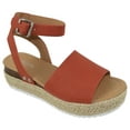 thumbnail image 1 of Soda Women Wedge Sandals Open Toe Ankle Strap Flatform Espadrilles Trim Platform Topic-S Orange 10, 1 of 3