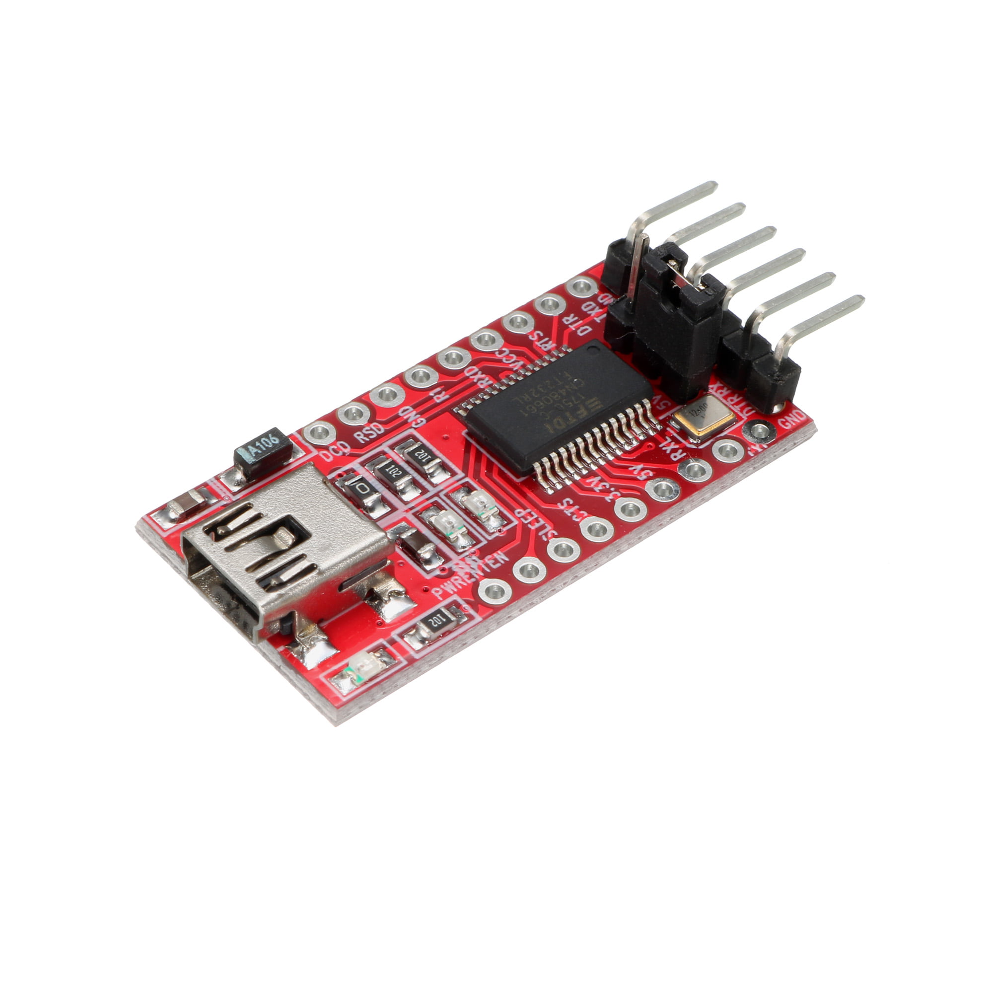 Rouge FT232RL FTDI Mini USB à TTL Serial Converter Adaptateur FT232RL USB en Serial Mini USB à TTL Adapter Board pour Arduino