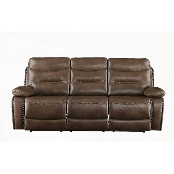 Aashi Brown Leather Recliner Sofa for Living Room (220×80×75cm)