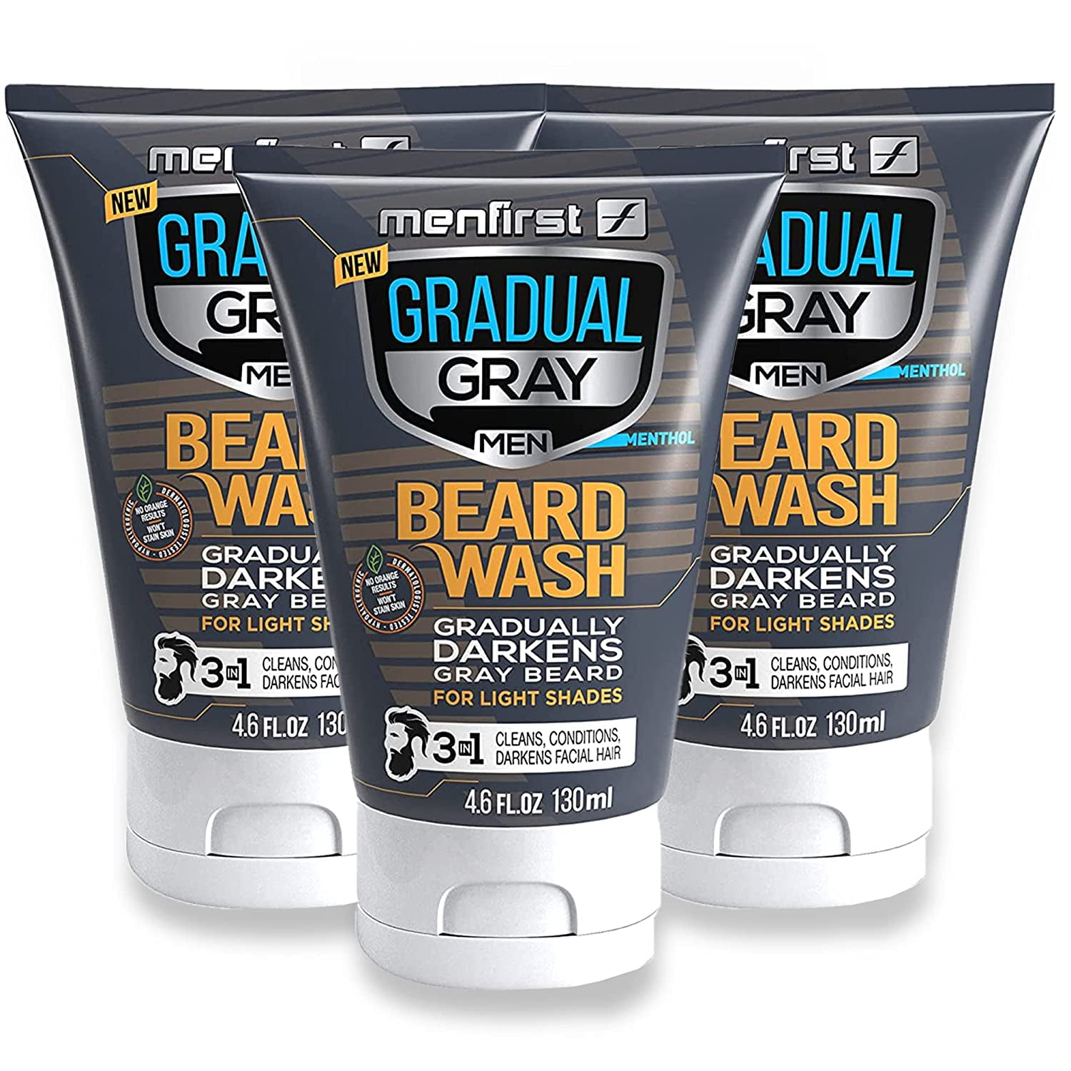 MENFIRST Gradual Gray Darkening Beard Wash Shampoo for Men Light Shades
