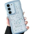 thumbnail image 3 of for Galaxy S22+ Case,for S22 Plus Case,Curly Wavy Anti-Slip Grip Design Transparent Bling Glitter Star Shiny Case Cute Clear Sparkly Bumper Protection Soft Phone Cover Case for Women Girls,Blue, 3 of 11