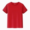 thumbnail image 2 of KPOPLK Kids Summer T Shirts Loose Fit Boys Crewneck Top Solid Color Shirt Short Sleeve Soft Tee 4-12 Years Size 4-5 Years,Red, 2 of 8