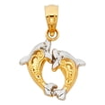 thumbnail image 1 of FB Jewels 14K White and Yellow Two Tone Gold Dolphin Pendant 12mm X 14mm, 1 of 1