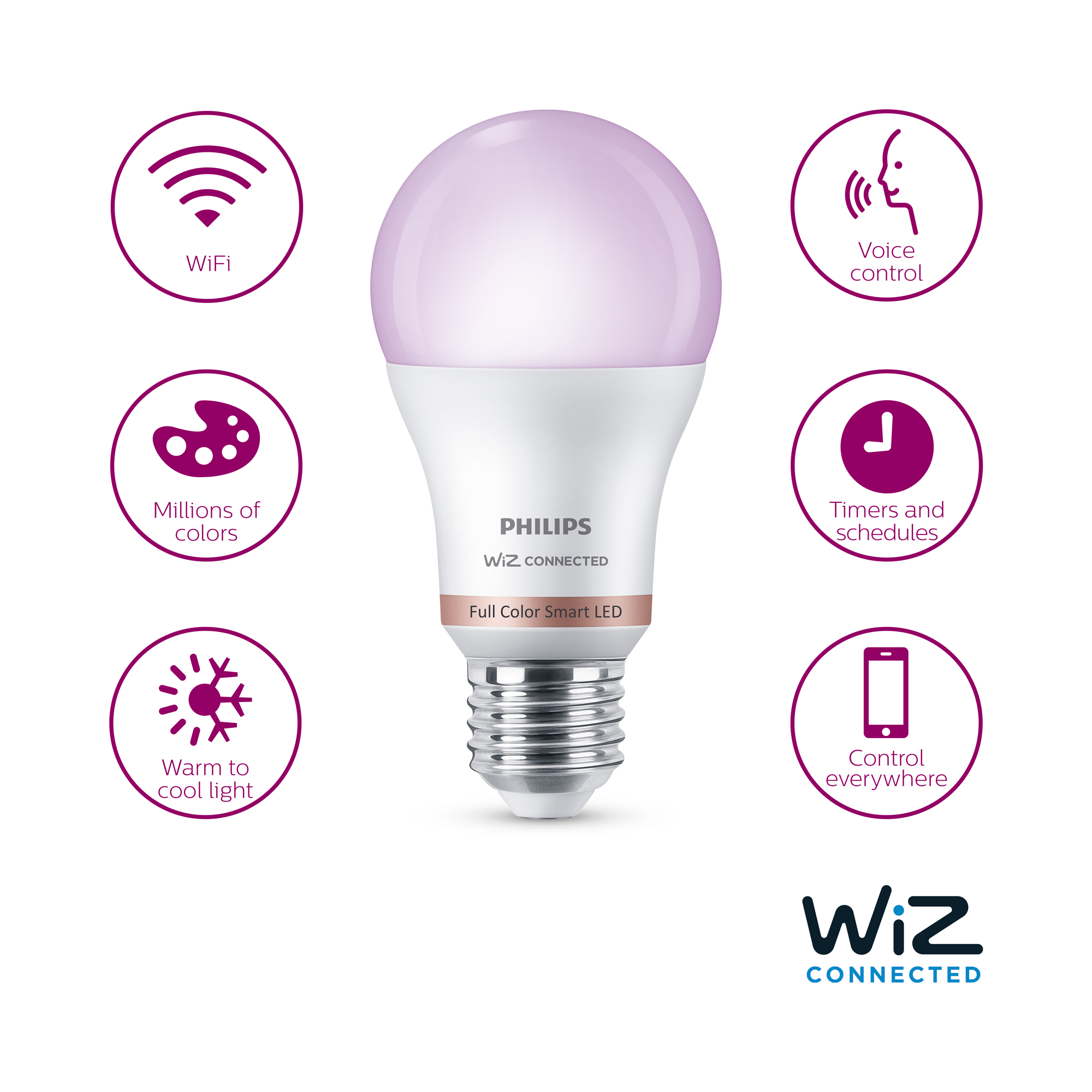Philips Smart Wi-Fi LED Light Bulbs, 60W Equivalent, 2-Pack photo 5