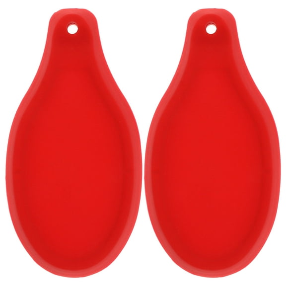 QIFULL Spoon Rest Countertop Silicone Red 2Pcs Kitchen Supplies