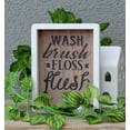 thumbnail image 2 of Parisloft Bathroom Wash Brush Floss Flush Farmhouse Wood Wall Sign, Brown, 6"x8", 2 of 7