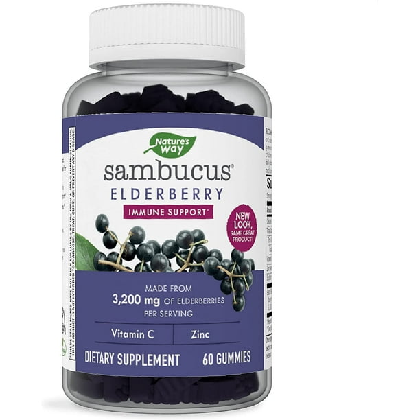 Nature's Way Sambucus Black Elderberry Gummies with Vitamin C and Zinc