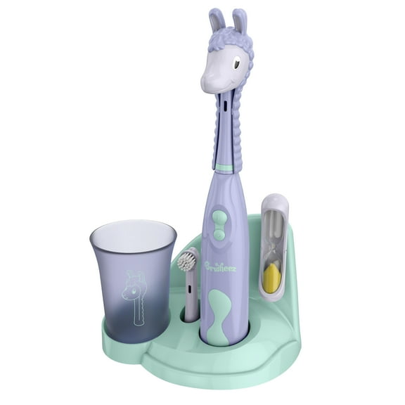 Brusheez Kids’ Electric Toothbrush Set - Safe & Effective for Ages 3 - Parent Tested & Approved with Gentle Bristles, 2 Brush Heads, Rinse Cup, 2-Minute Timer, & Storage Base (Luna the Llama)