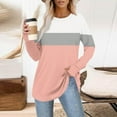 thumbnail image 2 of UTSJKR Womens Color Block Tunic Tops to Wear with Leggings Long Sleeve Thumb Hole Shirts Crew Neck Curved Hem Basic Graphic Tees Pink XL, 2 of 5