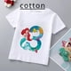 thumbnail image 2 of Camiseta de algodón con estampado de princesa sirena de Disney para niñas, ropa para bebés de princesa Ariel, top de dibujos animados para niños de 1 a 9 años, cumpleaños para niños, 2 of 5