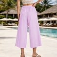thumbnail image 7 of Admvng Women's Striped Wide Leg Elastic High Waist Pockets Culottes Copped Pants, 7 of 7