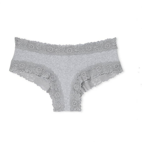 Victoria's Secret PINK Wink Lace-Trim Cheeky Panty, Ladies Small - Medium Heather Gray
