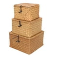 thumbnail image 1 of EIMELI Basket Storage Woven Baskets Rattan Wicker Organizer Seagrass Lid Box Bins Handwoven Hyacinth Rectangular Decorative, 1 of 7
