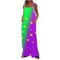 thumbnail image 3 of Feancey Sales Today Womens Mardi Gras Wide Leg Rompers Carnival Themed Sleeveless Sequin Jumpsuits Loose Fit Casual Bib Overalls Trendy Party Romper Multicolor XXL, 3 of 8