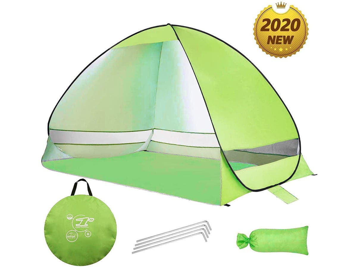 UPF 50 Beach Tent Shade Portable Pop up Sun Shelter with Carry Bag 2-3 Person 
