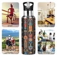 thumbnail image 7 of Yayeee 20oz Insulated Water Bottle Double Wall Stainless Steel with Flip Straw Lid, Black Geometric, 7 of 7