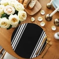 thumbnail image 2 of Black Striped Round 15 Inch Placemats Set of 2, Farmhouse Black White Stripes HeatResistant Non Slip Place Mats for Dining Table, Wipeable Braided Kitchen Table Mats for Housewarming, 2 of 9